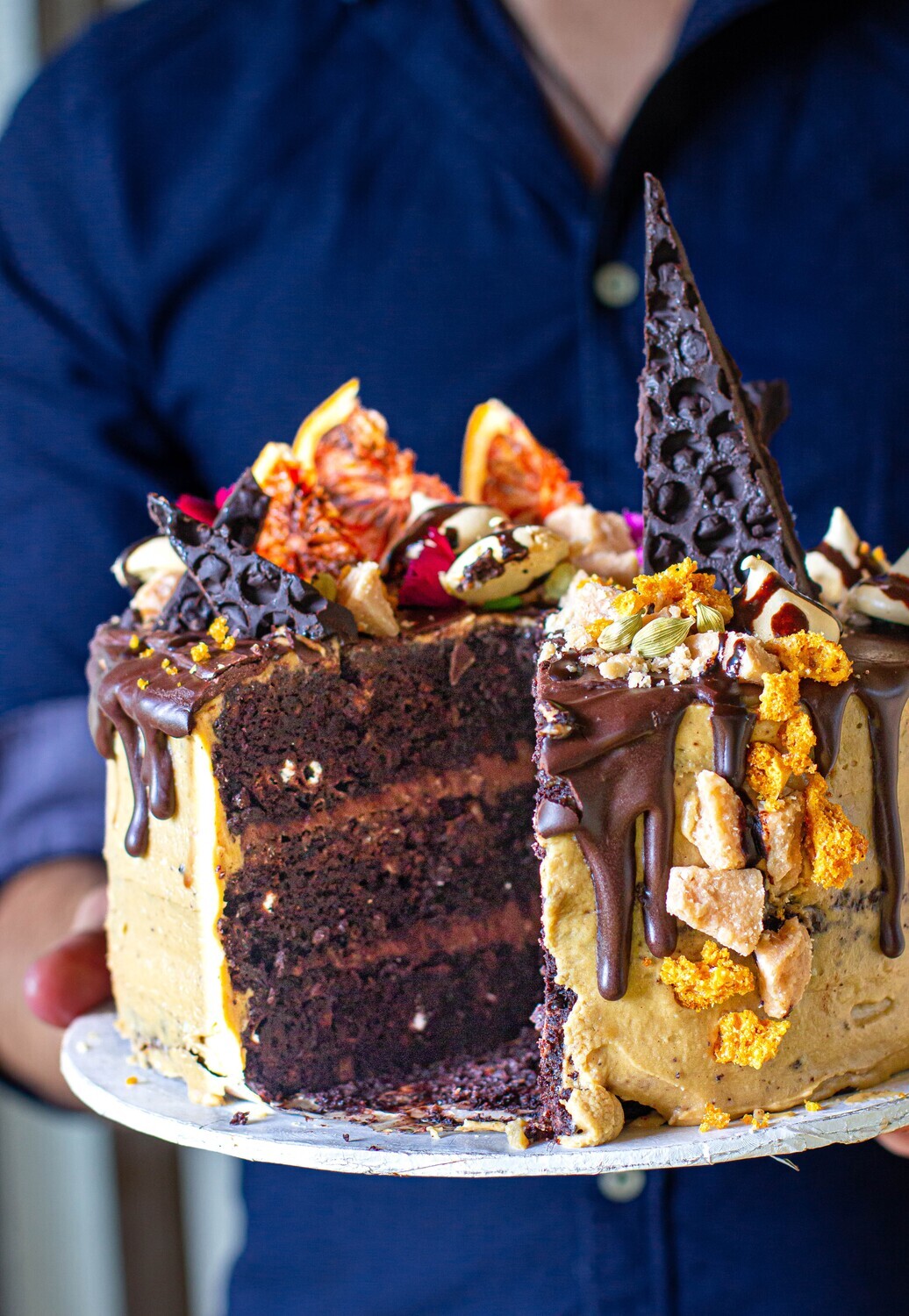 Chocolate, Coffee + Cardamom Cake